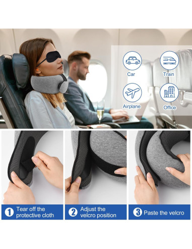 Almohada de Viaje Reizmet para Cuello Ajustable Gris