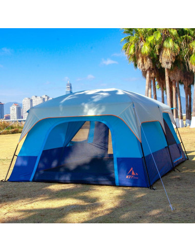 Carpa KTT XXL para 14 Personas, Impermeable, 2 Habitaciones