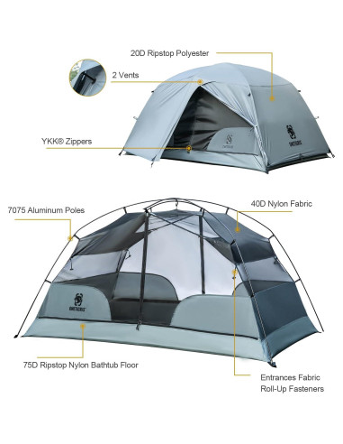 Tienda de Camping OneTigris COSMITTO 2 Personas Impermeable