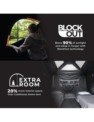 Tienda de Camping CORE Domo Blockout 6 Personas Negra