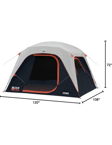 Tienda de Camping CORE Domo Blockout 6 Personas Negra