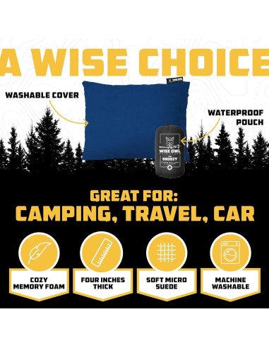 Almohada de Camping Wise Owl 12x16" Espuma Viscoelástica