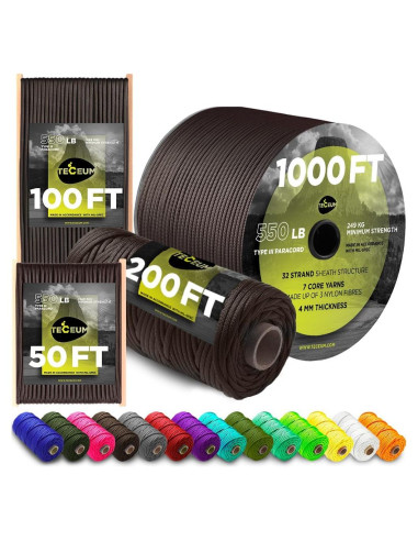 Cuerda Paracord Tipo III 550 TECEUM Chocolate 15.2m 4mm
