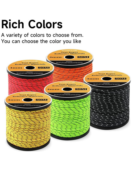 Cuerda Reflectante de Camping KOMCLUB 50M 4mm Negra Cuerda Reflectante de Camping KOMCLUB 50M 4mm Negra