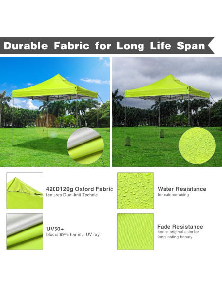 Cubierta Superior para Carpa 9.6x9.6ft Instahibit UV50+ Verde Cubierta Superior para Carpa 9.6x9.6ft Instahibit UV50+ Verde