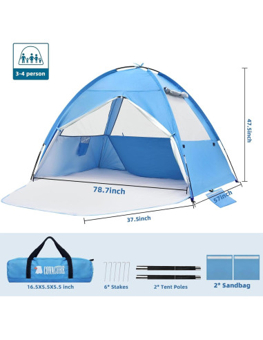 Carpa de Playa COVACURE BBT-01 para 3-4 Personas, UV 50+