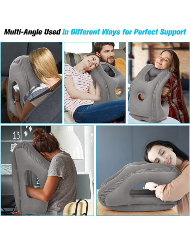 Almohada Inflable de Viaje Rewondah Gris Claro 55x39 cm