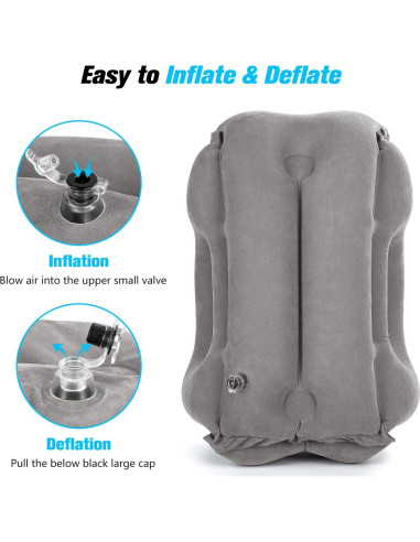 Almohada Inflable de Viaje Rewondah Gris Claro 55x39 cm