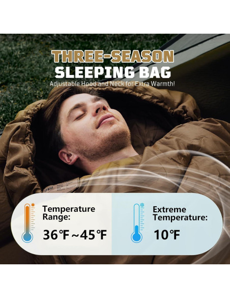 Saco de dormir 1TG Tactical 2-7C para acampar y senderismo Saco de dormir 1TG Tactical 2-7C para acampar y senderismo