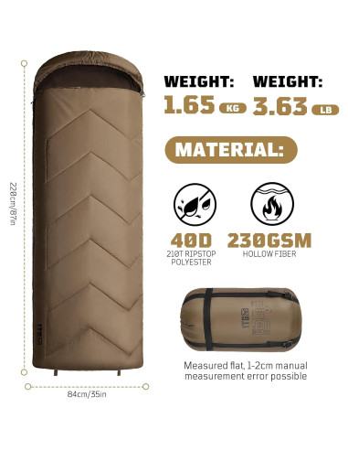 Saco de dormir 1TG Tactical 2-7C para acampar y senderismo