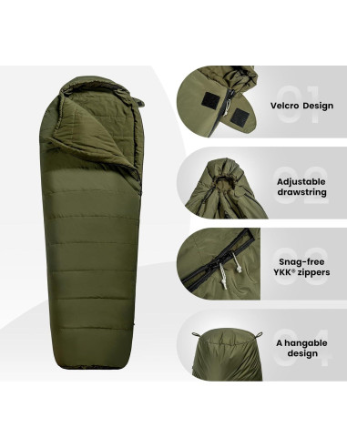 Saco de Dormir Momia OneTigris Bushcrafter 3 Estaciones 210x84 cm