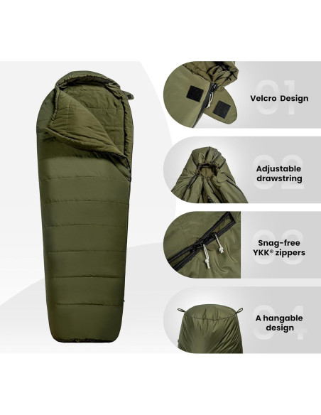 Saco de Dormir Momia OneTigris Bushcrafter 3 Estaciones 210x84 cm Saco de Dormir Momia OneTigris Bushcrafter 3 Estaciones 210x84 cm