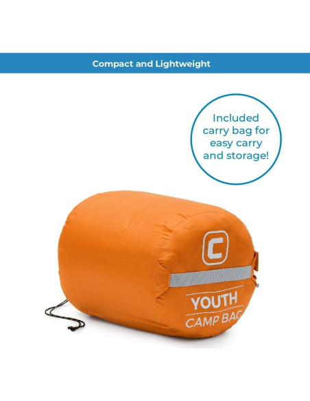 Saco de Dormir Juvenil CORE 50 Grados Naranja 1 Persona Saco de Dormir Juvenil CORE 50 Grados Naranja 1 Persona