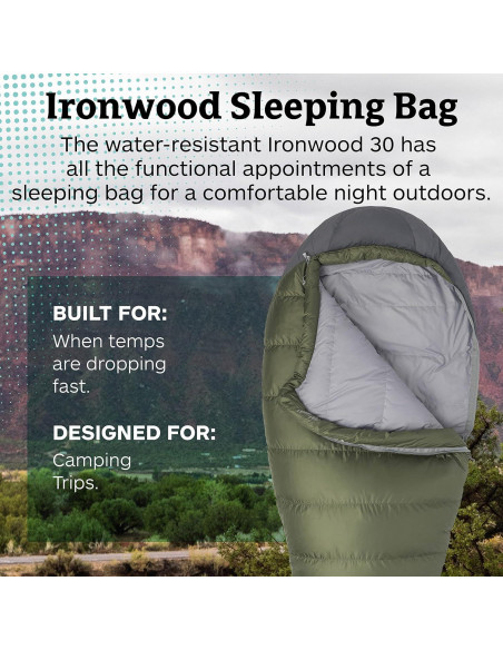 Saco de Dormir Mummy Marmot Ironwood 30 - 650 Plumas, Verde Saco de Dormir Mummy Marmot Ironwood 30 - 650 Plumas, Verde