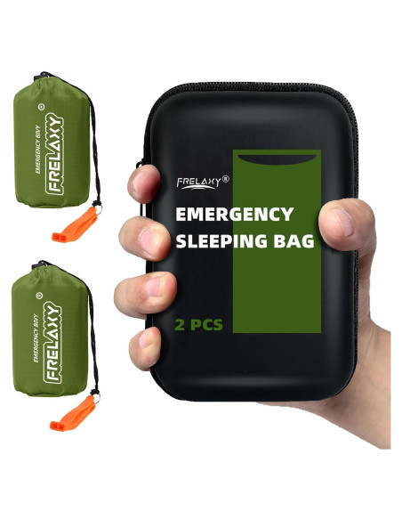 Bolsa de Dormir de Emergencia Frelaxy 2 Pack Verde Militar Bolsa de Dormir de Emergencia Frelaxy 2 Pack Verde Militar