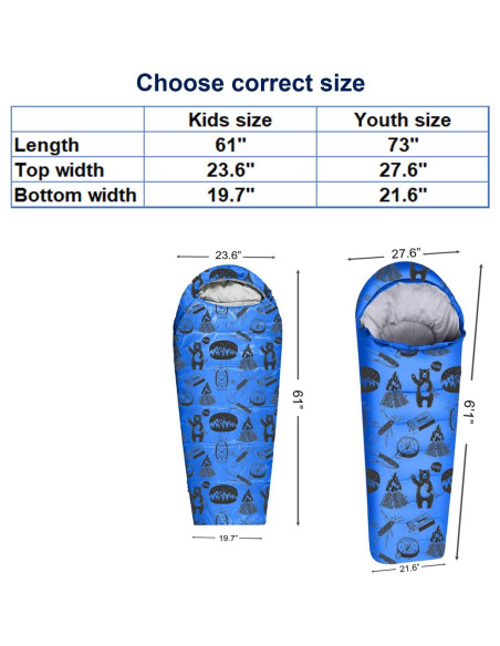 Saco de dormir ANJ Outdoors momia 1.70 m 4 estaciones azul Saco de dormir ANJ Outdoors momia 1.70 m 4 estaciones azul