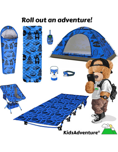 Saco de dormir ANJ Outdoors momia 1.70 m 4 estaciones azul