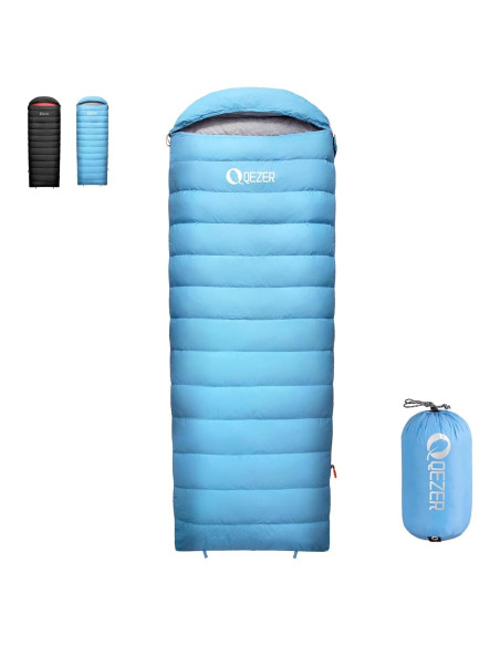 Saco de dormir QEZER plumas 600 FP ultraligero 210x80 cm Saco de dormir QEZER plumas 600 FP ultraligero 210x80 cm