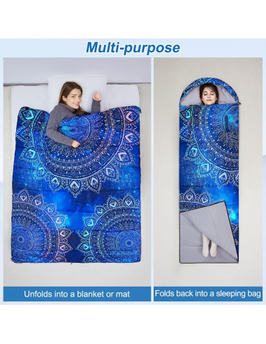 Saco de Dormir Basumee 3 Estaciones 229x80cm Azul Púrpura
