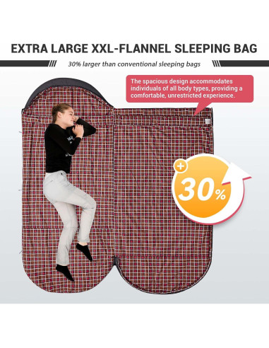 Saco de dormir KingCamp XL impermeable 220x100 cm para frío