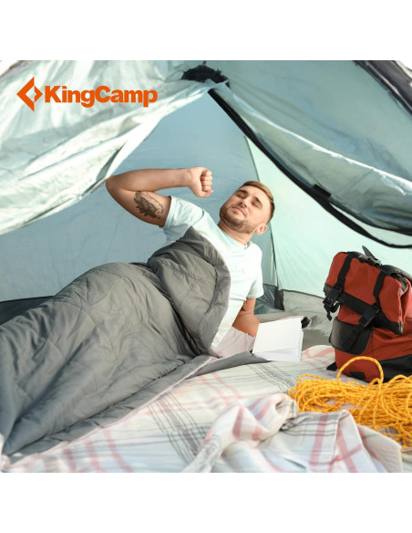 Saco de Dormir Doble KingCamp KS3143 Gris 2 Personas 12C Saco de Dormir Doble KingCamp KS3143 Gris 2 Personas 12C