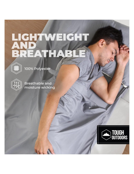 Forro de Saco de Dormir XL Tough Outdoors - Gris Sin Cremallera Forro de Saco de Dormir XL Tough Outdoors - Gris Sin Cremallera