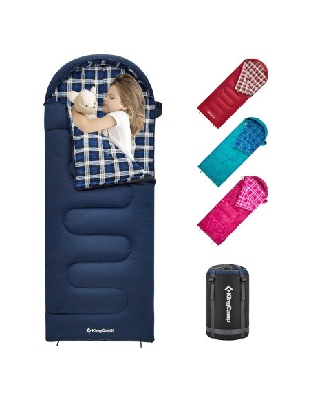 Saco de Dormir KingCamp para Niños 1.70m Impermeable Franela Saco de Dormir KingCamp para Niños 1.70m Impermeable Franela