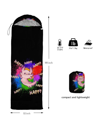 Saco de Dormir HOSIMA Axolotl para Niños 228.6x81.3cm