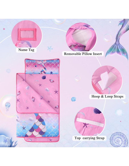 Colchoneta de Siesta Wowelife Sirena Rosa para Niños 127x100 cm Colchoneta de Siesta Wowelife Sirena Rosa para Niños 127x100 cm