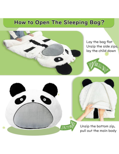 Saco de dormir infantil LUFEEMGA panda 2 en 1 con almohada Saco de dormir infantil LUFEEMGA panda 2 en 1 con almohada