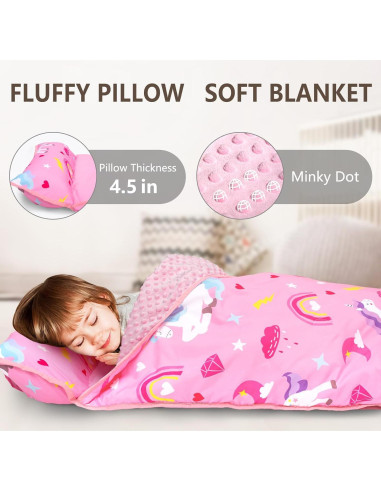 Manta de Siesta PRIMLECT Unicornio Rosa con Almohada Desmontable