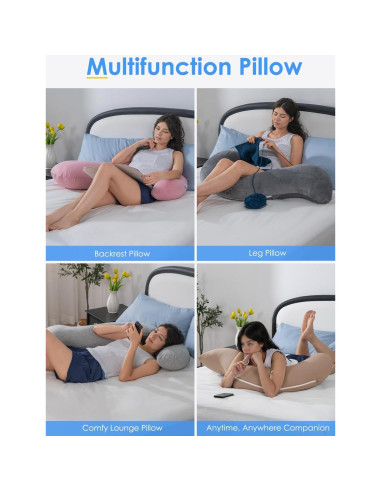 Almohada Corporal QUEEN ROSE 104 cm Soporte Lado Gris