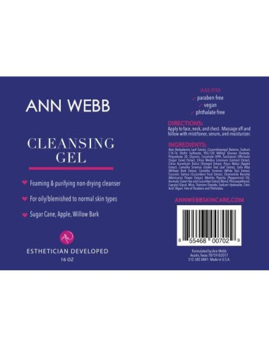 Gel Limpiador Espumoso Ann Webb 473ml Piel Grasa y Mixta