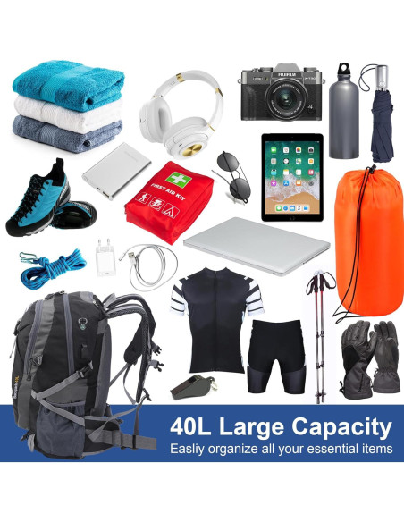 Mochila de Senderismo 40L Yixi Impermeable con Cargador USB Mochila de Senderismo 40L Yixi Impermeable con Cargador USB