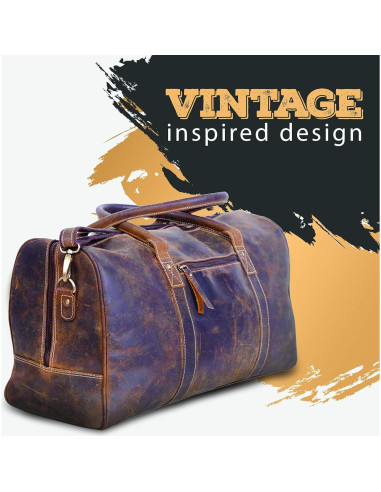 Bolsa de Viaje de Cuero KomalC 61 cm Marrón Envejecido Unisex