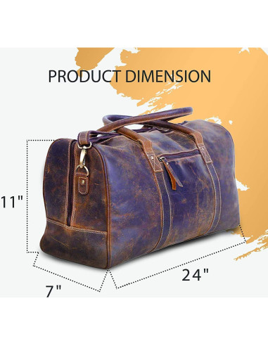 Bolsa de Viaje de Cuero KomalC 61 cm Marrón Envejecido Unisex