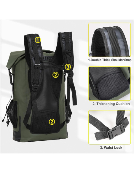 Mochila Impermeable UPWELL 30L Verde para Camping y Kayak Mochila Impermeable UPWELL 30L Verde para Camping y Kayak