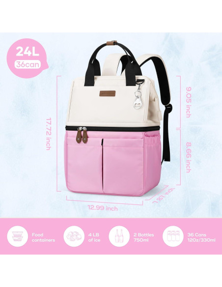 Mochila Cooler Aislada Maelstrom 24L Doble Piso Beige/Rosa Mochila Cooler Aislada Maelstrom 24L Doble Piso Beige/Rosa