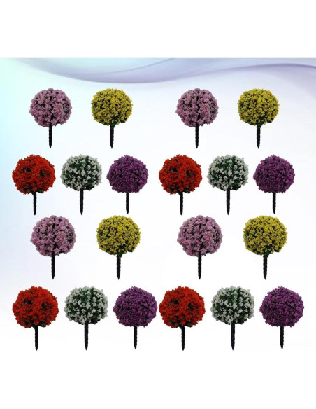 24 Árboles de Flores Miniatura Hemoton para Jardín y Decoración 24 Árboles de Flores Miniatura Hemoton para Jardín y Decoración