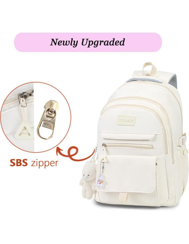 Mochila Escolar Estética PRLINJSK Beige 30.7x16.8x44.5 cm