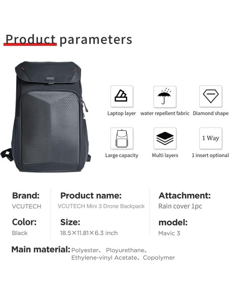 Mochila a Prueba de Agua VCUTECH Mini 3 Pro para Drones Mochila a Prueba de Agua VCUTECH Mini 3 Pro para Drones