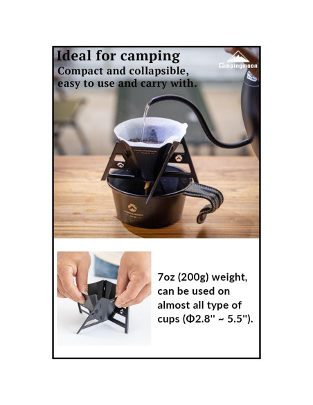 Goteador de Café Plegable Camping Campingmoon Acero Inoxidable 304 Goteador de Café Plegable Camping Campingmoon Acero Inoxidable 304