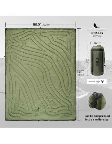 Manta de Camping 1TG Táctico Plegable 200x150cm Verde Oliva