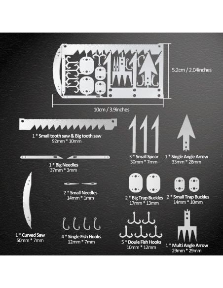 Kit de Supervivencia 7 Piezas Hukado con Multitool y Bolsa Kit de Supervivencia 7 Piezas Hukado con Multitool y Bolsa