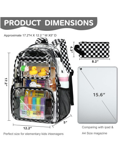 Mochila Transparente Bluboon para Niños 44.9x30.9cm 20L