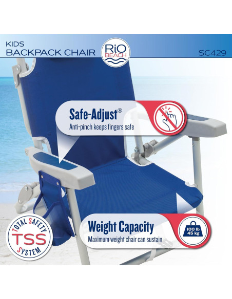Silla de Playa Plegable RIO Gear para Niños 5 Posiciones Silla de Playa Plegable RIO Gear para Niños 5 Posiciones