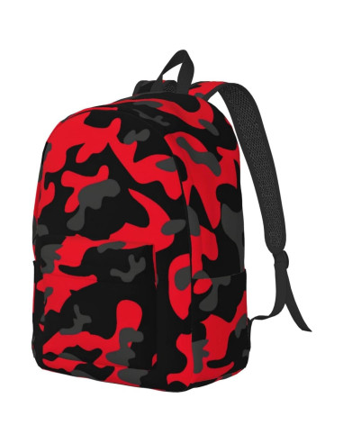 Mochila Lona Camuflaje Rojo y Negro GVGOAGL 45x31x16 cm