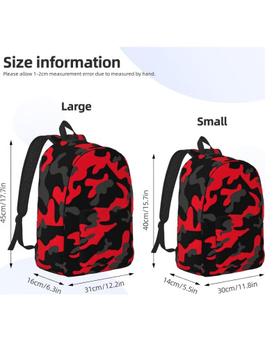 Mochila Lona Camuflaje Rojo y Negro GVGOAGL 45x31x16 cm