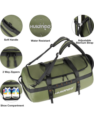 Bolsa de viaje impermeable 60L para hombres - Duffel verde