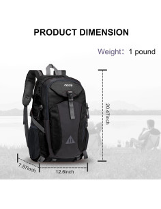 Mochila de Senderismo MOSISO 40L Impermeable Unisex Negra 2